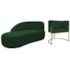 Kit Divã Luna 140cm Lado Esquerdo e 01 Poltrona Base de Ferro Dourado Suede Verde