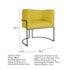 Kit Divã Luna 140cm Lado Esquerdo e 01 Poltrona Base de Ferro Preto Suede Amarelo