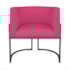 Kit Divã Luna 140cm Lado Esquerdo e 01 Poltrona Base de Ferro Preto Suede Pink