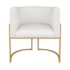 Kit Divã Luna 140cm Lado Esquerdo e 02 Poltronas Base de Ferro Dourado Bouclé Branco