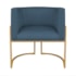 Kit Divã Luna 140cm Lado Esquerdo e 02 Poltronas Base de Ferro Dourado Linho Azul Royal