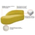 Kit Divã Luna 140cm Lado Esquerdo e 02 Poltronas Base de Ferro Dourado Suede Amarelo