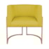 Kit Divã Luna 140cm Lado Esquerdo e 02 Poltronas Base de Ferro Dourado Suede Amarelo