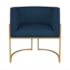 Kit Divã Luna 140cm Lado Esquerdo e 02 Poltronas Base de Ferro Dourado Suede Azul Marinho