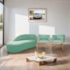 Kit Divã Luna 140cm Lado Esquerdo e 02 Poltronas Base de Ferro Dourado Suede Azul Tiffany
