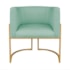 Kit Divã Luna 140cm Lado Esquerdo e 02 Poltronas Base de Ferro Dourado Suede Azul Tiffany