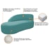 Kit Divã Luna 140cm Lado Esquerdo e 02 Poltronas Base de Ferro Dourado Suede Azul Turquesa