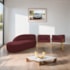 Kit Divã Luna 140cm Lado Esquerdo e 02 Poltronas Base de Ferro Dourado Suede Bordo