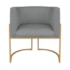 Kit Divã Luna 140cm Lado Esquerdo e 02 Poltronas Base de Ferro Dourado Suede Cinza