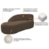 Kit Divã Luna 140cm Lado Esquerdo e 02 Poltronas Base de Ferro Dourado Suede Marrom