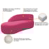 Kit Divã Luna 140cm Lado Esquerdo e 02 Poltronas Base de Ferro Dourado Suede Pink