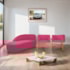 Kit Divã Luna 140cm Lado Esquerdo e 02 Poltronas Base de Ferro Dourado Suede Pink