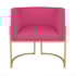 Kit Divã Luna 140cm Lado Esquerdo e 02 Poltronas Base de Ferro Dourado Suede Pink
