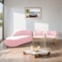 Kit Divã Luna 140cm Lado Esquerdo e 02 Poltronas Base de Ferro Dourado Suede Rosa Bebe