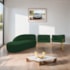 Kit Divã Luna 140cm Lado Esquerdo e 02 Poltronas Base de Ferro Dourado Suede Verde
