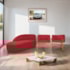Kit Divã Luna 140cm Lado Esquerdo e 02 Poltronas Base de Ferro Dourado Suede Vermelho