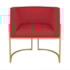 Kit Divã Luna 140cm Lado Esquerdo e 02 Poltronas Base de Ferro Dourado Suede Vermelho