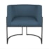 Kit Divã Luna 140cm Lado Esquerdo e 02 Poltronas Base de Ferro Preto Linho Azul Royal
