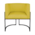Kit Divã Luna 140cm Lado Esquerdo e 02 Poltronas Base de Ferro Preto Suede Amarelo