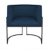 Kit Divã Luna 140cm Lado Esquerdo e 02 Poltronas Base de Ferro Preto Suede Azul Marinho