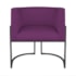 Kit Divã Luna 140cm Lado Esquerdo e 02 Poltronas Base de Ferro Preto Suede Roxo