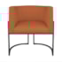 Kit Divã Luna 140cm Lado Esquerdo e 02 Poltronas Base de Ferro Preto Suede Terracota