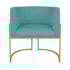 Kit Divã Luna 160cm Lado Direito e 01 Poltrona Base de Ferro Dourada Suede Azul Turquesa