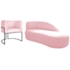 Kit Divã Luna 160cm Lado Direito e 01 Poltrona Base de Ferro Preto Suede Rosa Bebe