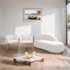 Kit Divã Luna 160cm Lado Direito e 02 Poltronas Base de Ferro Dourado Bouclé Branco