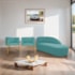 Kit Divã Luna 160cm Lado Direito e 02 Poltronas Base de Ferro Dourado Suede Azul Turquesa