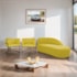 Kit Divã Luna 160cm Lado Direito e 02 Poltronas Base de Ferro Preto Suede Amarelo