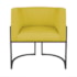 Kit Divã Luna 160cm Lado Direito e 02 Poltronas Base de Ferro Preto Suede Amarelo