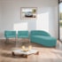 Kit Divã Luna 160cm Lado Direito e 02 Poltronas Base de Ferro Preto Suede Azul Turquesa