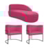 Kit Divã Luna 160cm Lado Direito e 02 Poltronas Base de Ferro Preto Suede Pink