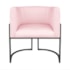 Kit Divã Luna 160cm Lado Direito e 02 Poltronas Base de Ferro Preto Suede Rosa Bebe