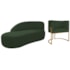 Kit Divã Luna 160cm Lado Esquerdo e 01 Poltrona Base de Ferro Dourado Linho Verde