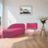Kit Divã Luna 160cm Lado Esquerdo e 01 Poltrona Base de Ferro Dourado Suede Pink