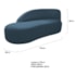 Kit Divã Luna 160cm Lado Esquerdo e 01 Poltrona Base de Ferro Preto Linho Azul Royal