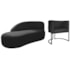 Kit Divã Luna 160cm Lado Esquerdo e 01 Poltrona Base de Ferro Preto Suede Preto