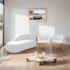 Kit Divã Luna 160cm Lado Esquerdo e 02 Poltronas Base de Ferro Dourado Suede Branco