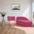 Kit Divã Luna 185cm Lado Direito e 01 Poltrona Base de Ferro Dourado Suede Pink