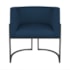 Kit Divã Luna 185cm Lado Direito e 02 Poltronas Base de Ferro Preto Suede Azul Marinho