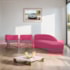 Kit Divã Luna 185cm Lado Direito e 02 Poltronas Base de Ferro Preto Suede Pink