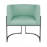 Kit Divã Luna 185cm Lado Esquerdo e 02 Poltronas Base de Ferro Preto Suede Azul Tiffany