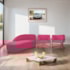 Kit Divã Luna 185cm Lado Esquerdo e 02 Poltronas Base de Ferro Preto Suede Pink