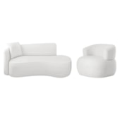 Kit Divã Recamier 150cm e Poltrona Luxo Suíça Lado Direito Bouclé Branco