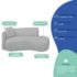 Kit Divã Recamier 150cm e Poltrona Luxo Suíça Lado Direito Linho Cinza Claro