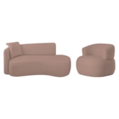 Kit Divã Recamier 150cm e Poltrona Luxo Suíça Lado Direito Linho Rose