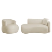 Kit Divã Recamier 150cm e Poltrona Luxo Suíça Lado Esquerdo Linho Bege