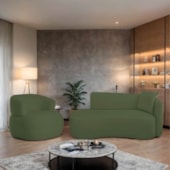Kit Divã Recamier 180cm e Poltrona Luxo Suíça Lado Esquerdo Linho Verde